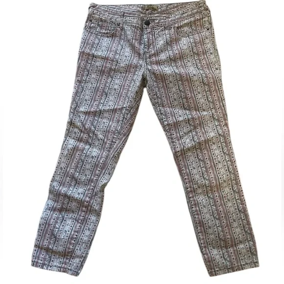 Free People White patterned Skinny Jean Straight-Leg Pants,Size 30 - Picture 5 of 5